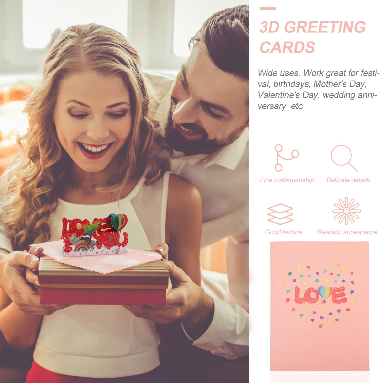 NUOBESTY 4sets Biglietti Auguri Creativi Biglietti Per Anniversari Compleanni e Occasioni Speciali Realizzati Di Alta Qualità