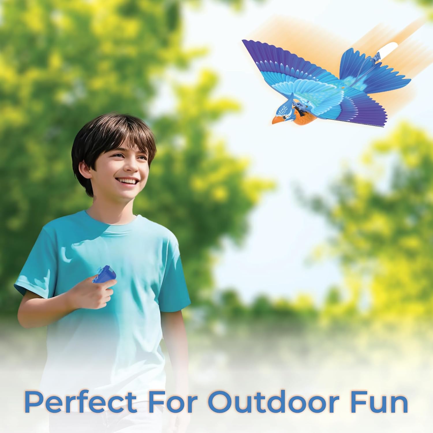 Bionic RC Bird Toy, Remote Control Flying Bird, Single Flapping-wing Design, 6-axis Gyro, Easy Indoor & Outdoor RC Toys for Kids, Boys and Girls - Kingfisher
