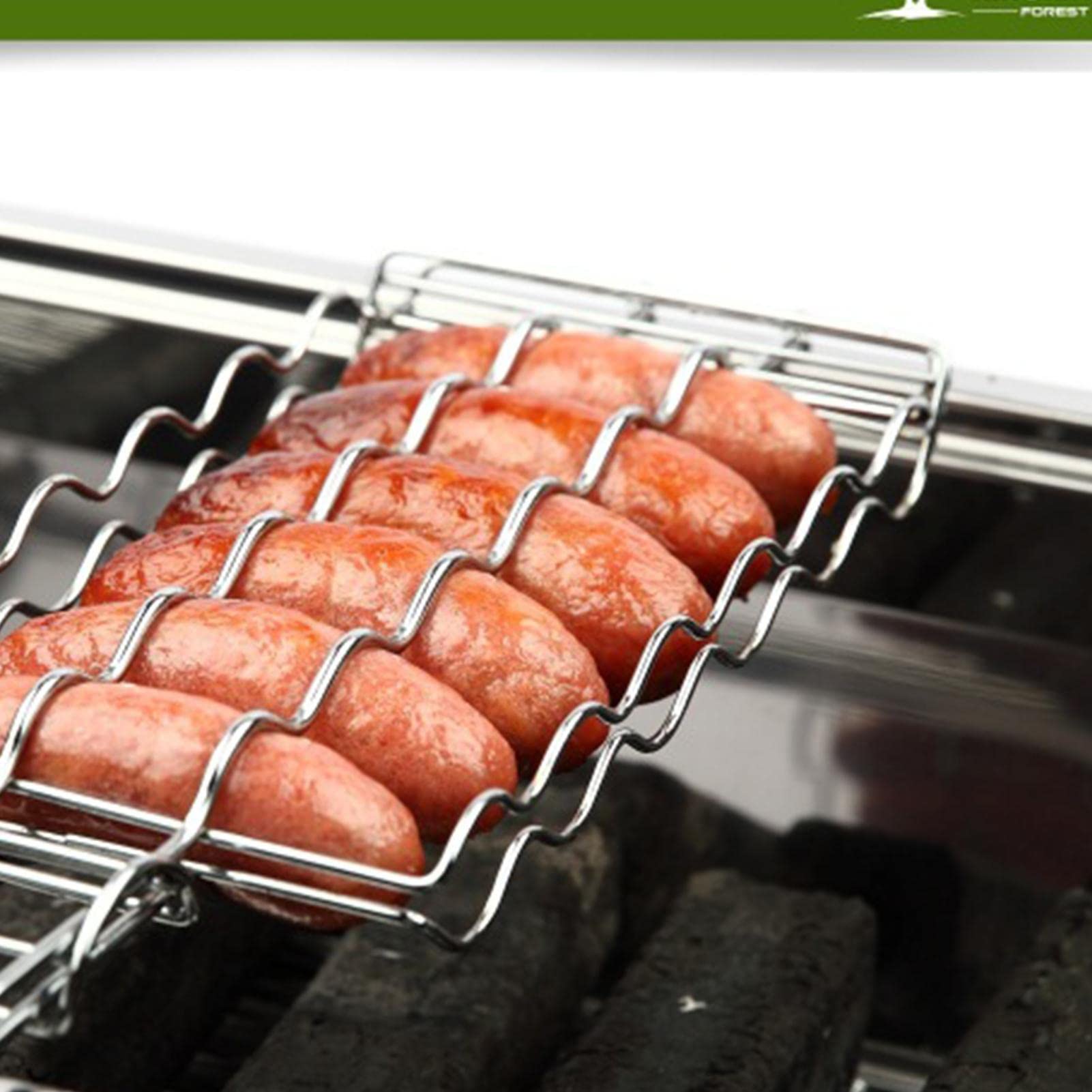 Juego De 5 Cestas Para Barbacoa Con Mango De Madera - Parrilla Antiadherente Para Salchichas, Carne Y Verduras, Perfecta Para Exteriores