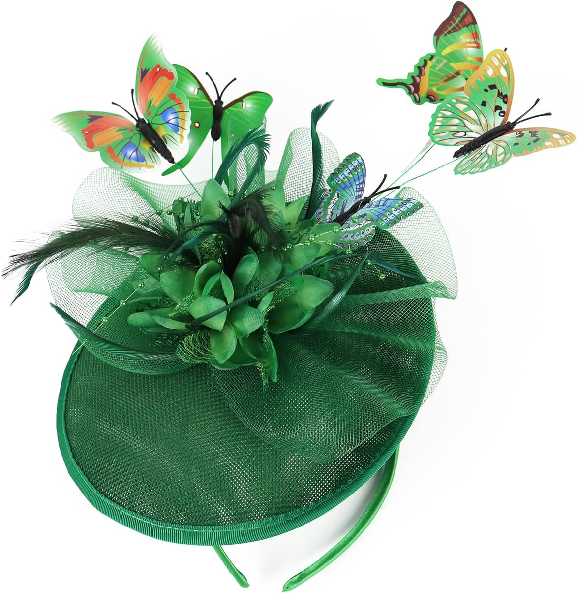 Gionforsy Butterfly Fascinator Hat Feather Tea Party Hat Monarch Butterfly Headband Fascinators for Wedding - Image 2