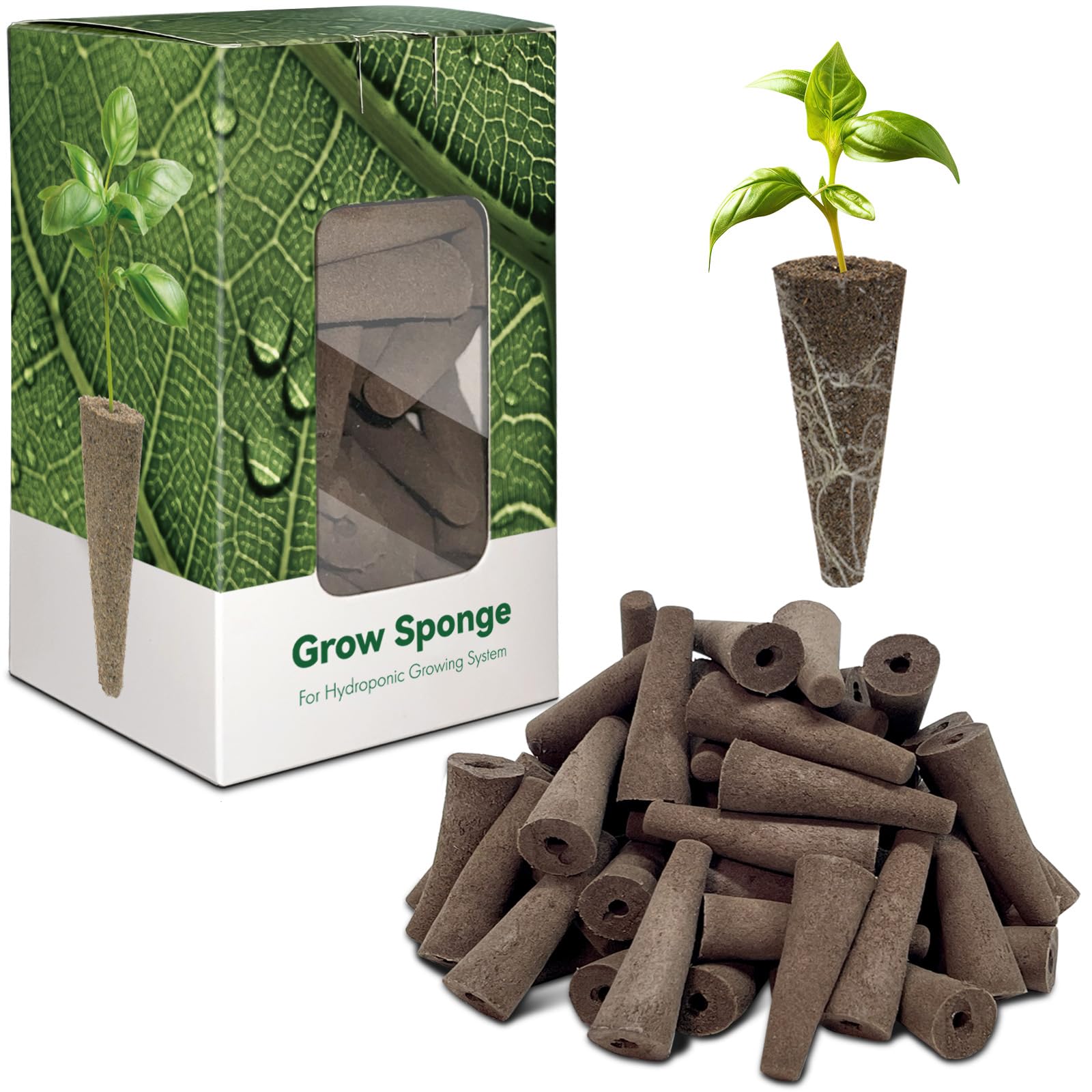 inbloom Grow Sponges, 50 Pcs Replacement Root Planting Pods, Special Design for Hydroponics System, Indoor Garden Supplies, Cotton, Sponge Only