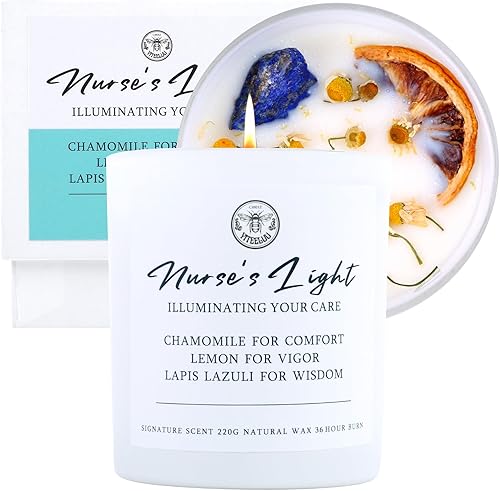 Vela ligera para enfermeras, regalos de enfermera para mujeres, regalo de agradecimiento para enfermera, manzanilla reconfortante y limón vigoroso,