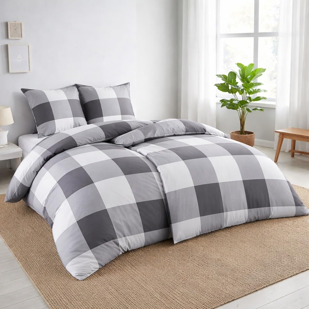 Kuscheli® Bettwäsche 135x200 4 teilig | ÖkoTex Zertifiziert & für Allergiker geeignet |Bettwäsche Set mit je 2 Bettbezügen 135 x 200 & Kissenbezügen 80x80 | modern & hochwertig, Farbe:D04