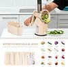 SUSTEAS Cheese Grater with Crank - Grater for Vegetables with 5 Drum Blades Strong Suction Base Vegetable Cutter Ideal for Cheese Cucumbers Carrots Nuts Vegetables etc. with Blade Storage Box (Beige)