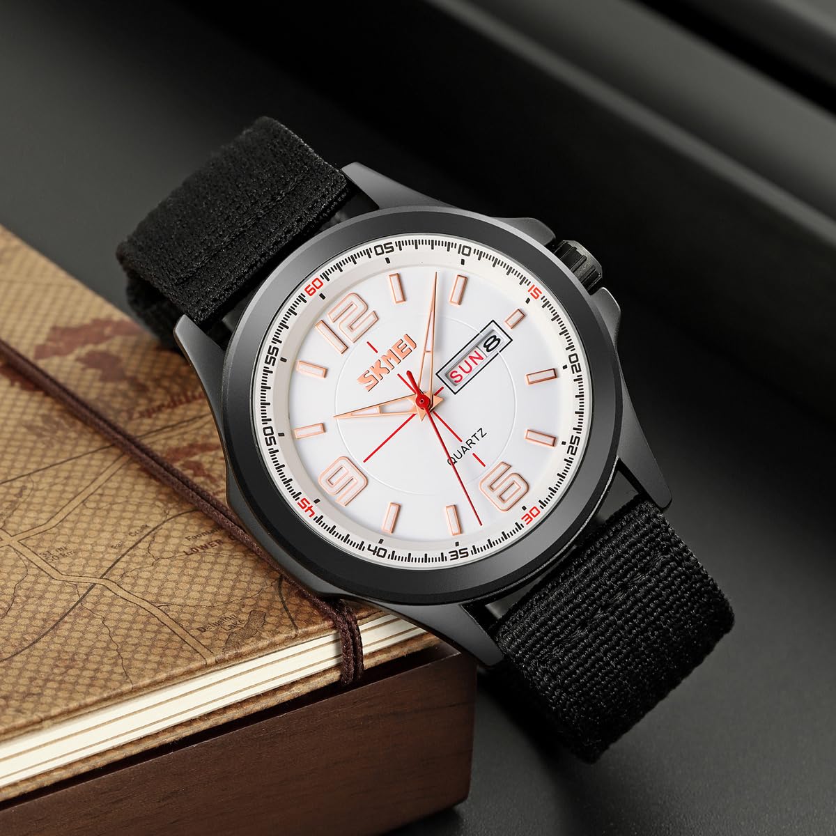 findtime Montre de sport étanche pour homme avec bracelet en nylon de 255 mm - Montre analogique pour homme