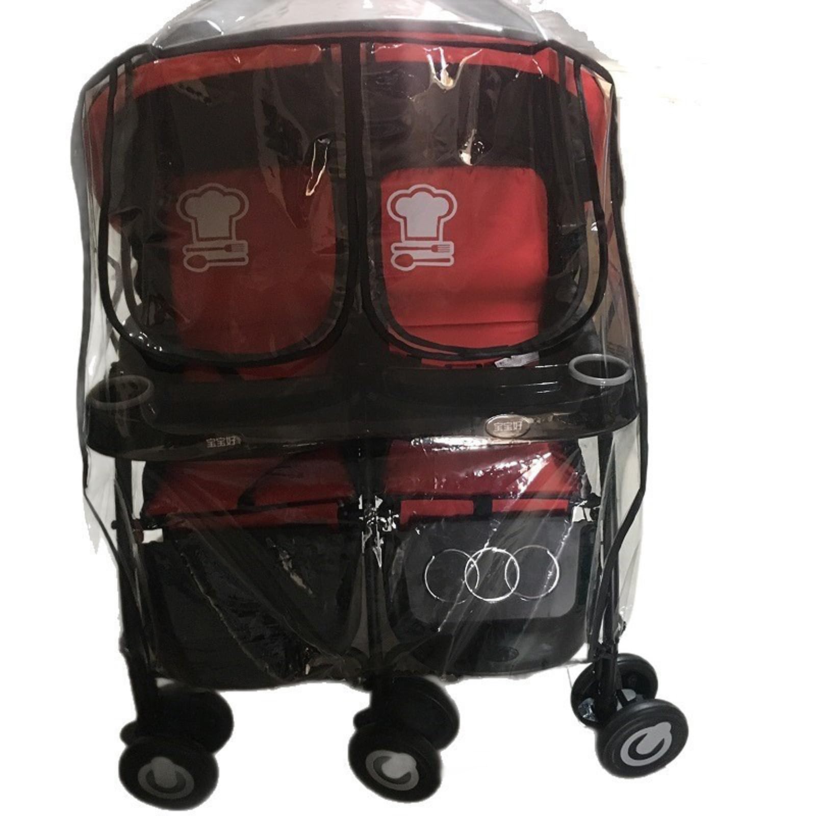 Copertura antipioggia per passeggini gemellari ad attacco rapido che fornisce ventilazione per resistenza all'aria e agli agenti atmosferici per attività all'aperto Parapioggia per passeggini