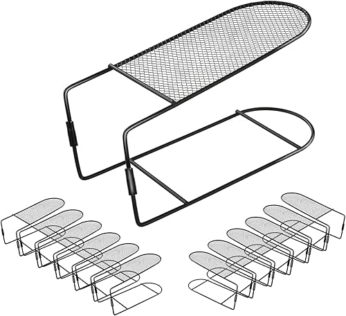 Organizador de ranura para zapatos para armario, zapatero de metal, ahorrador de espacio, apilador de zapatos para estante (metal, paquete de 12)