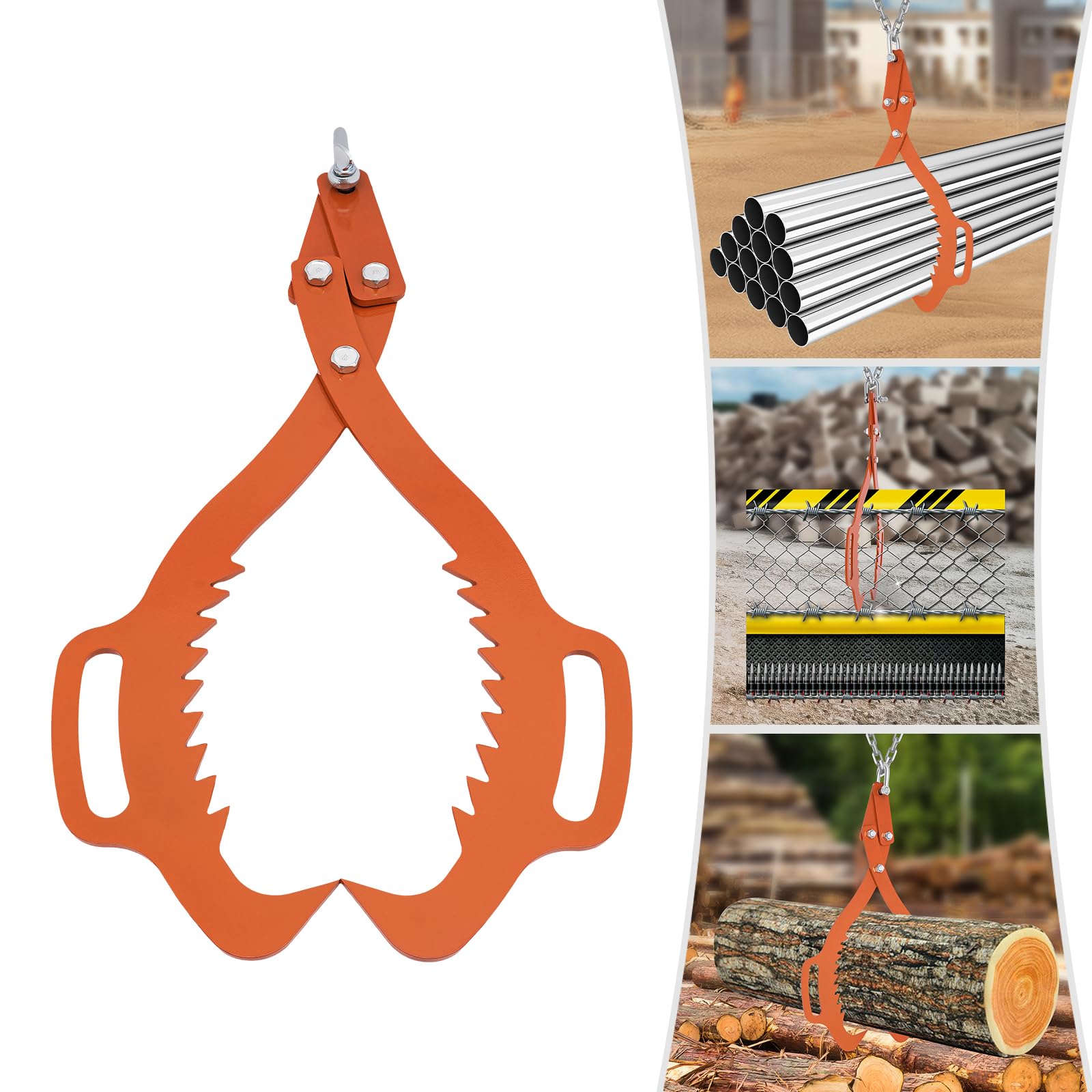 Gancio per artiglio, pinza per sollevamento tronchi, pinza per legno, pinza posteriore, pinza per legno, carico 700 kg, per rimorchio, camion, fuoristrada, trattori, skiddern