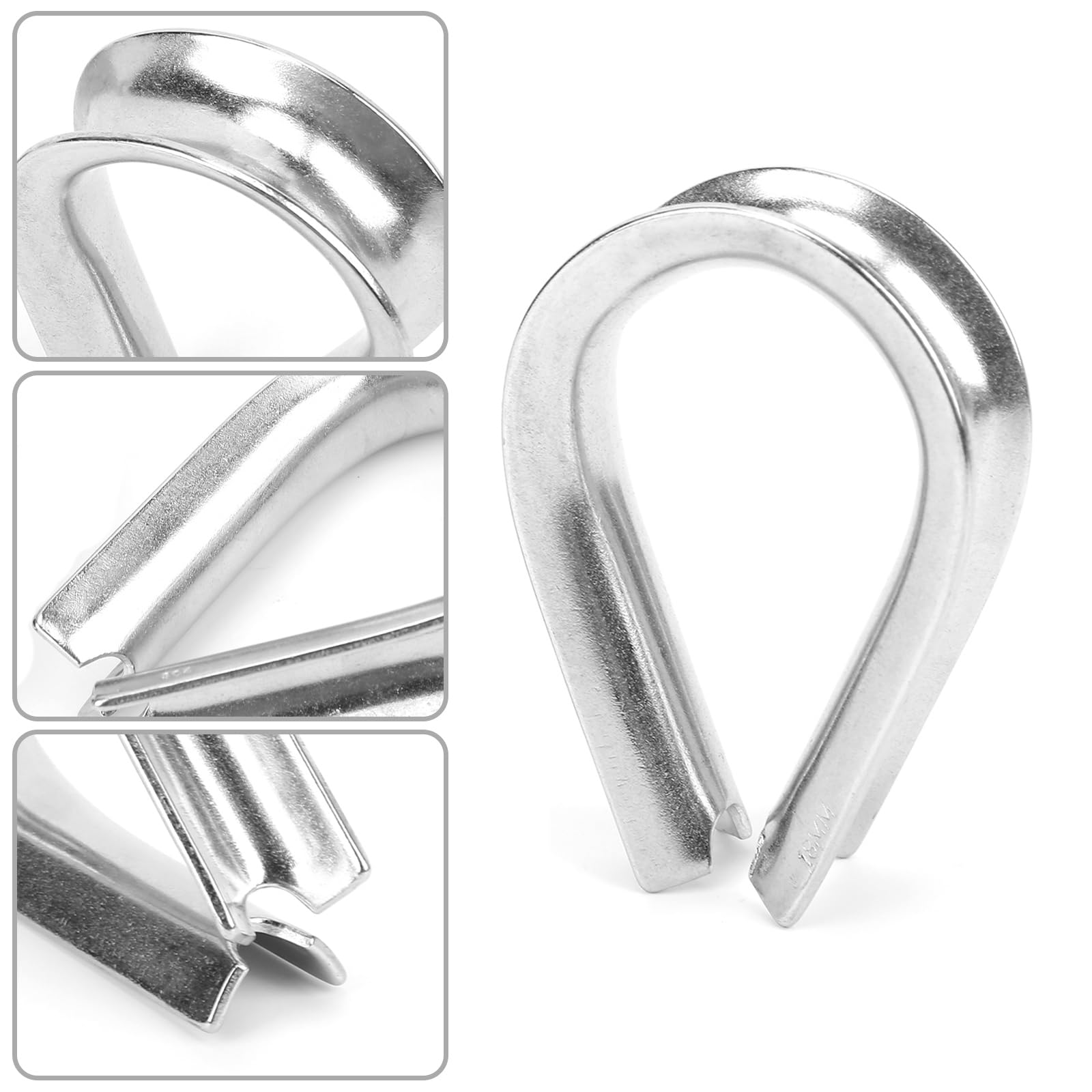 2 Pcs Edelstahl Kausche 18 mm, Rostfreie Marine Drahtseilklemme | Aus Edelstahl Drahtseile Kauschen, Leichte Kabelschuh Herzkausche für Bootszubehör, Kabelkauschen