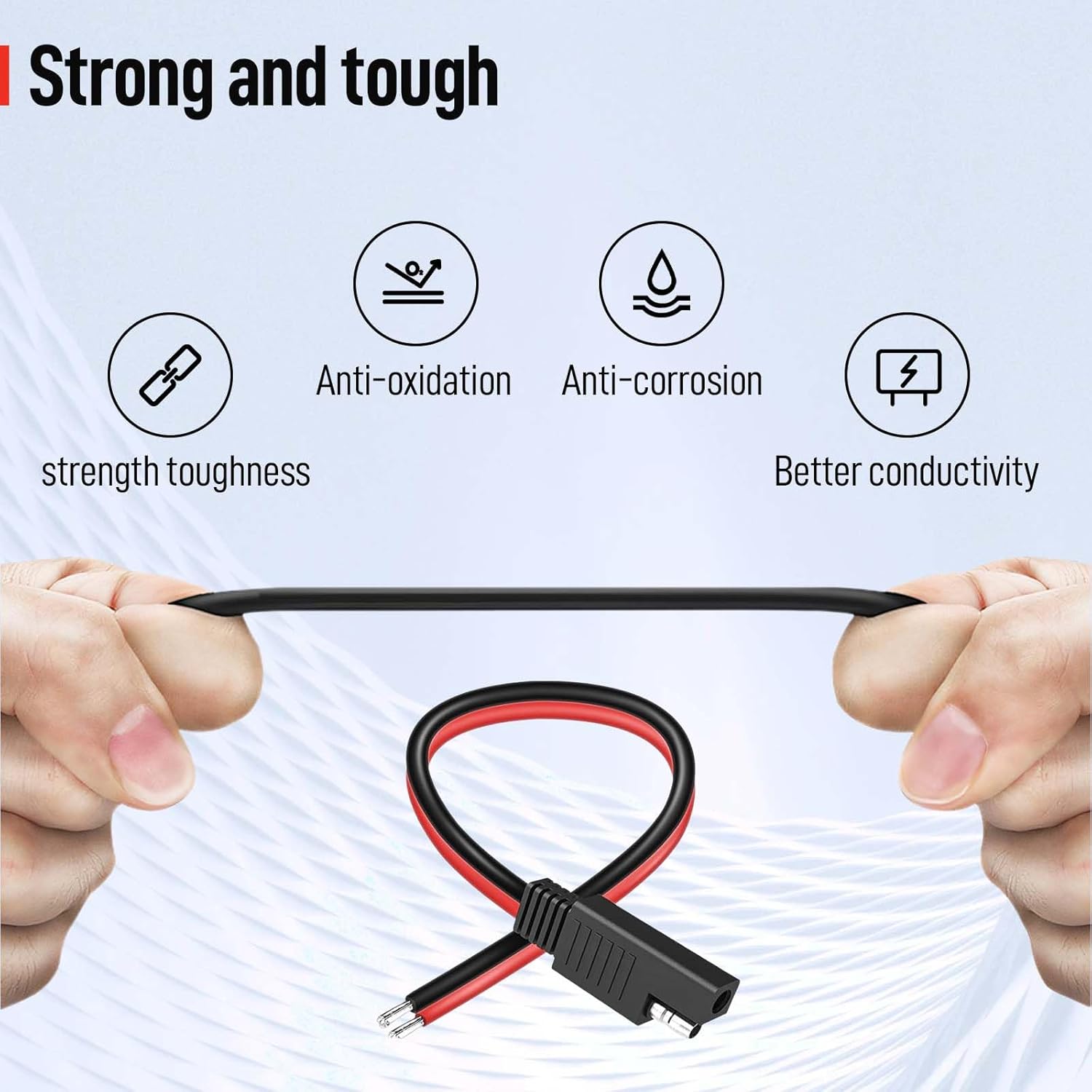 8-Pack 1 Foot 2-Pin 12AWG SAE Quick Connector Extension Cable, 12V SAE Connector Disconnect Power Plug, Single Plug Power Wire for Solar Panels, Motorcycle, Vehicle, Tractor Battery