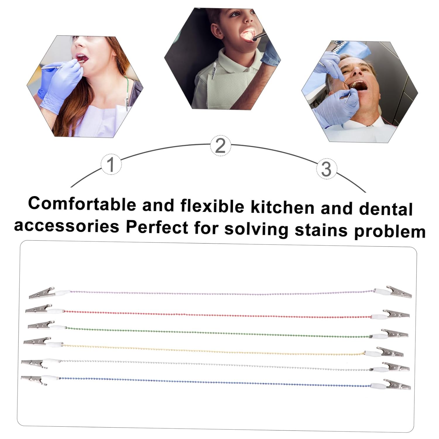 6pcs Bib Clip Holder Napkin Lanyard Flexible and Lightweight Metal Clips for Napkins Towels and Aprons for Adults and Random Colors
