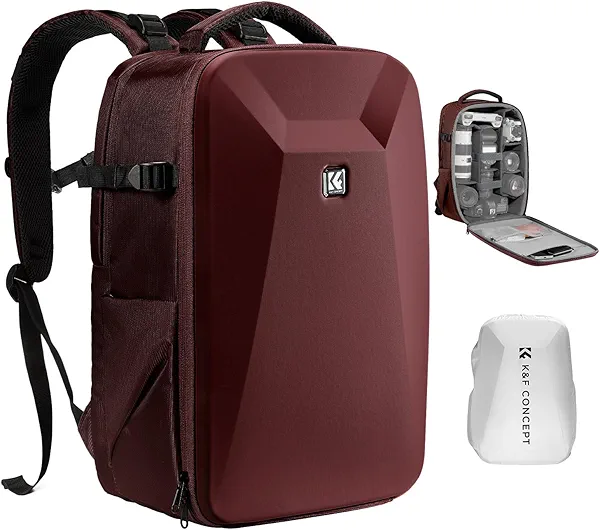 K&F Concept Camera Backpack,Hardshell Photography DSLR Camera Bag with 15-15.6 Inch Laptop Compartment Waterproof Hard Shell Camera Case Compatible with Canon/Nikon/Sony/DJI Mavic Drone