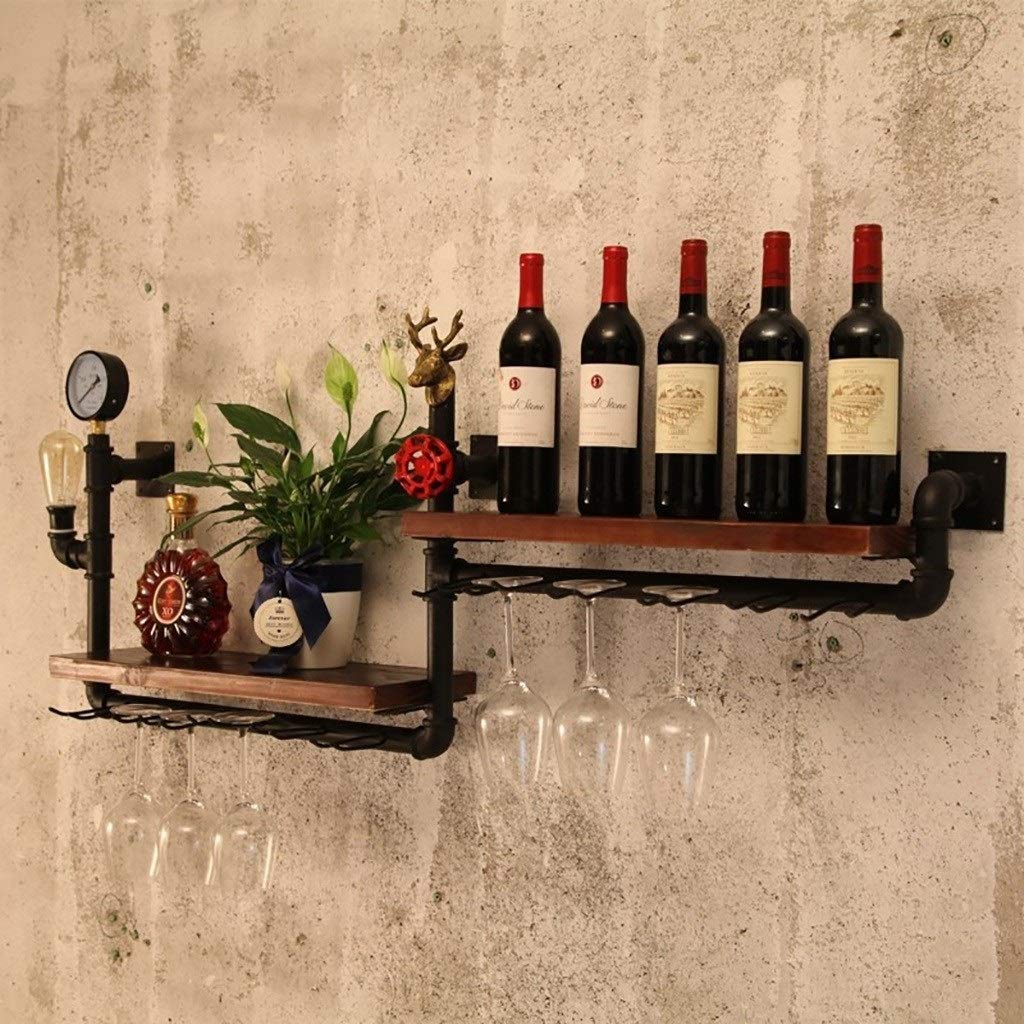 Casiers à vin muraux en métal noir de style industriel et finitions vintage haut de gamme