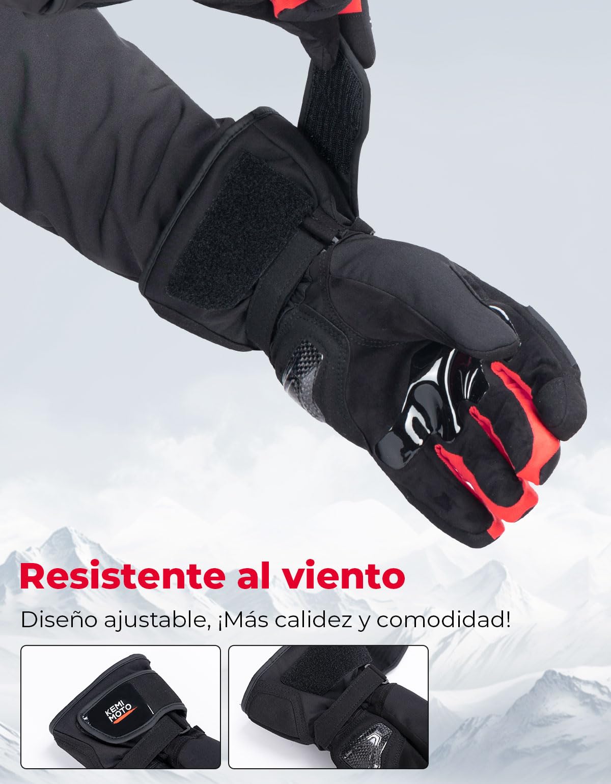 KEMIMOTO Guantes Moto Invierno Impermeables, Guantes Moto Hombres Mujeres con Pantalla Táctil para Motociclismo, Esquí