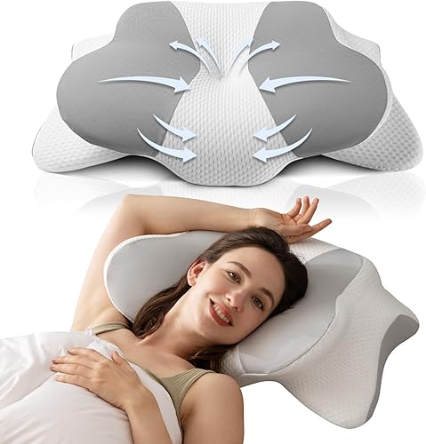 Almohada cervical para el cuello, almohada ergonómica de espuma viscoelástica, diseño ortopédico para personas que duermen de lado, espalda y boca