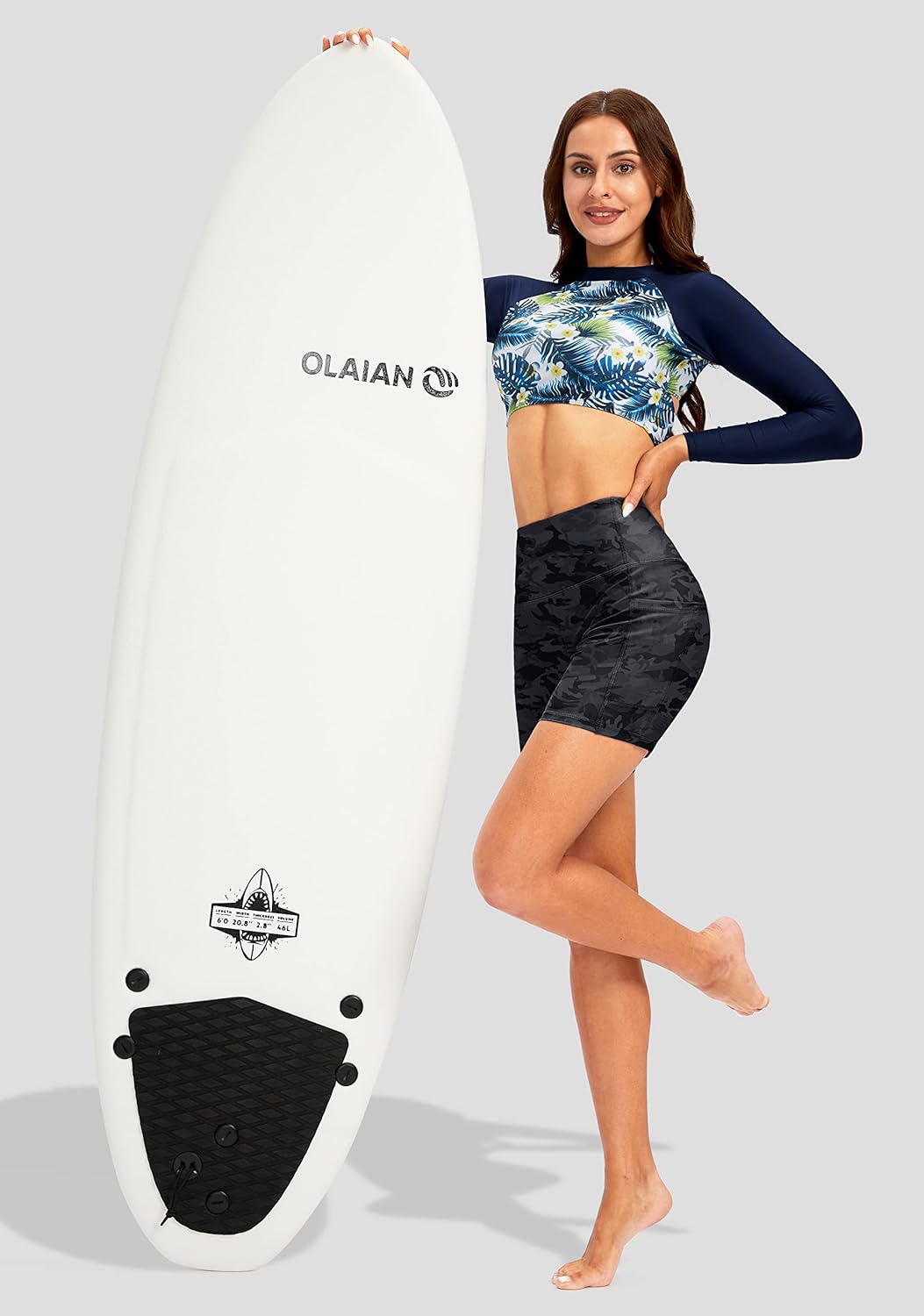 Soothfeel Women's High Waisted Swim Board Shorts 5 Inch UPF 50+ Tummy Control Bathing Suit Bottoms for Women with Pockets - Image 5