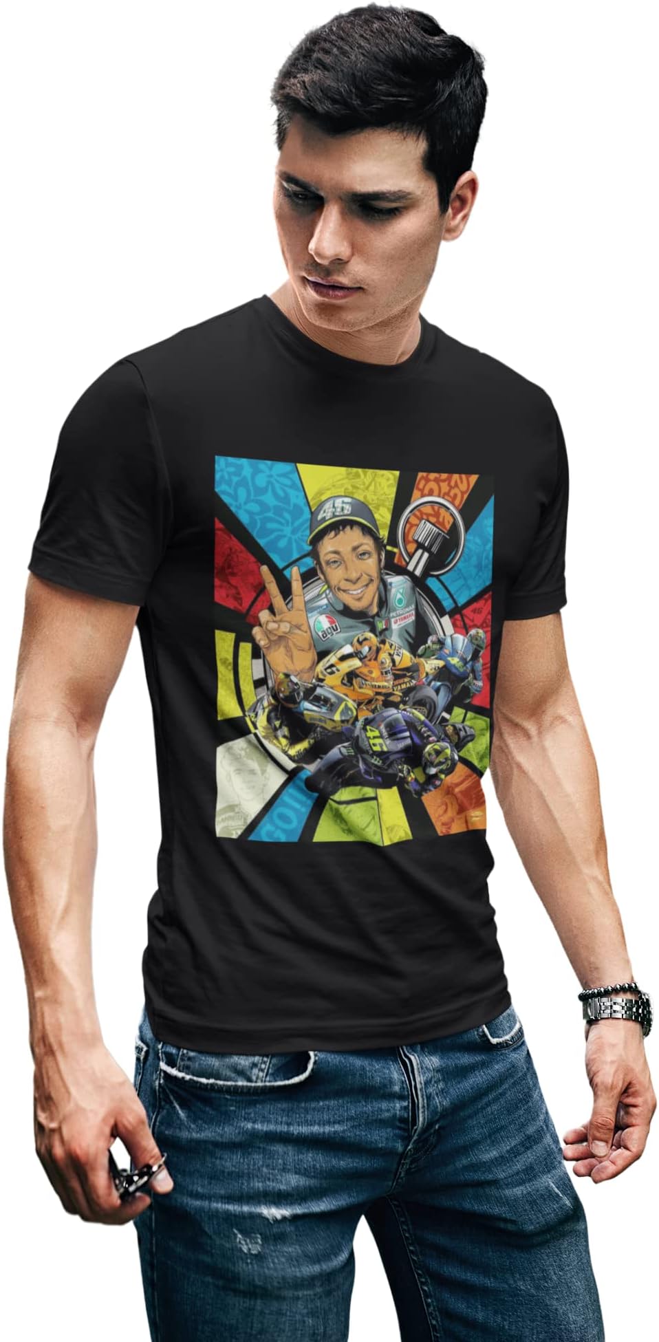 streetsoul moto apparelsValentino Rossi Graphic Print Biker Tshirt vr46 Half Sleeves