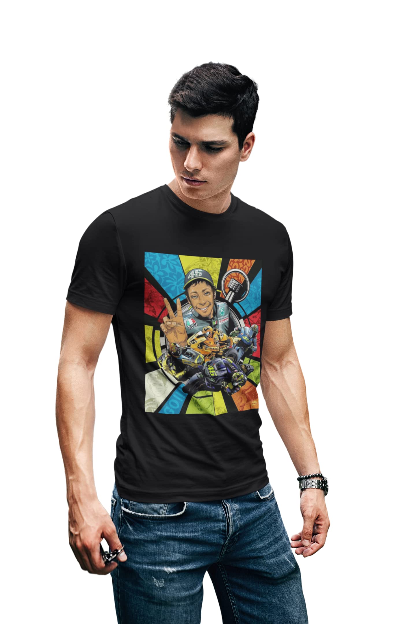 streetsoul moto apparelsValentino Rossi Graphic Print Biker Tshirt vr46 Half Sleeves
