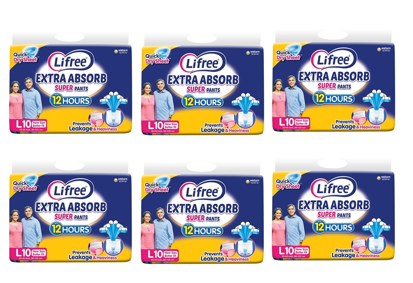 COMPATIBLE WITH Lifree SUPER EXTRA Absorb Adult Diaper Pants For Unisex Adult Pant Style Diaper Size Large, (L10 Set Of 6 Packs), L10 Pcs Per Pack Total 60 Pcs For Waist Size 30-39 Inches - Unisex-image-29