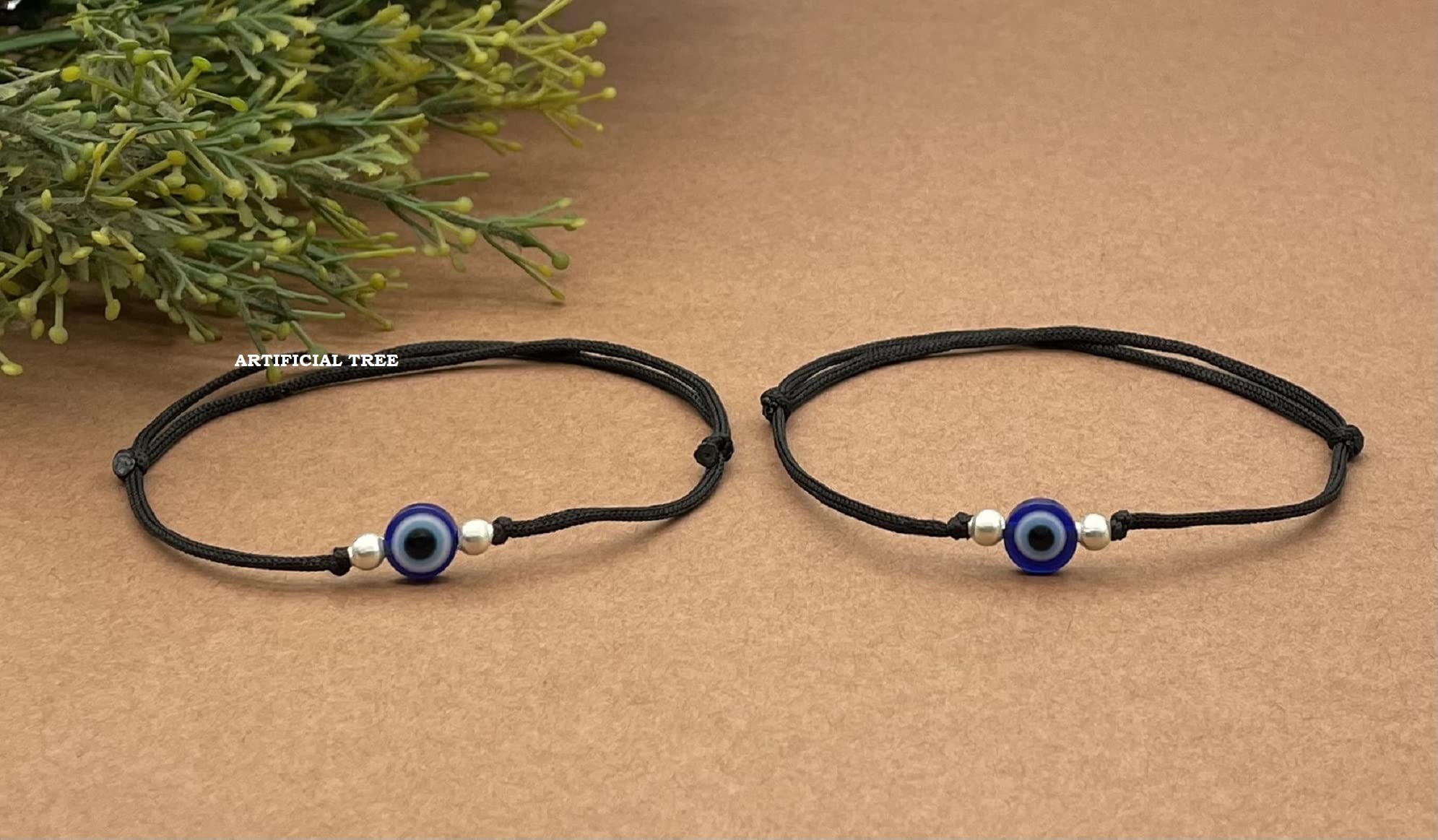 German Silver Evil Eye Charms Thread Adjustable Anklet