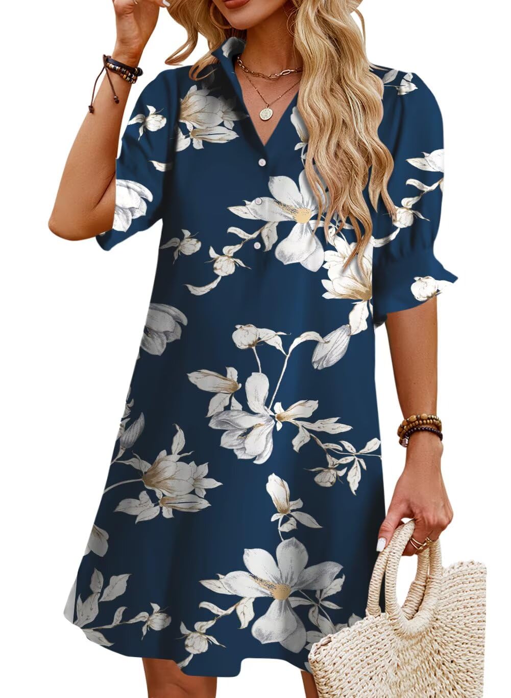 Womens Summer Shirt Dresses with Pockets