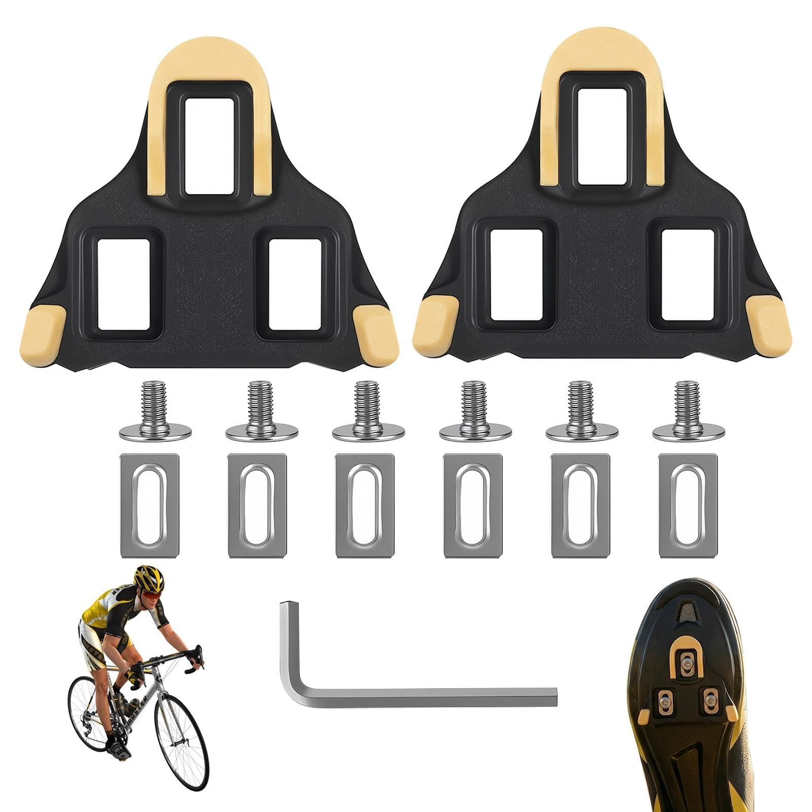 Klejenie rowerowe, kolce rowerowe, zestaw płytek na buty SPD SL Cleats do Roweru Szosowego, Bloki SPD do Pedałów, Antypoślizgowe Bloki do Butów Rowerowych z Regulacją