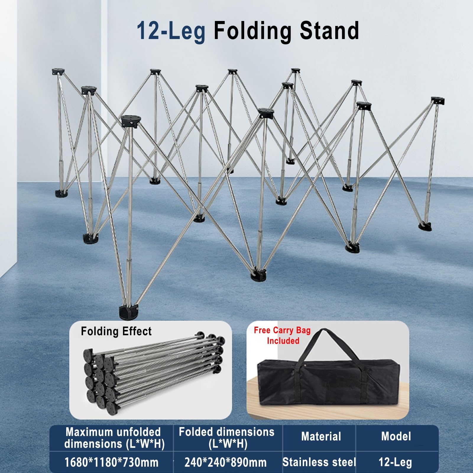 ROFBIHG Supporto da Lavoro Portatile, Basi per Tavolo a Ragno Pieghevoli, Supporto per Cavalletto con Borsa per Cantieri Edili e Lavorazione del Legno, Supporto per Cavalletto(12 legs)