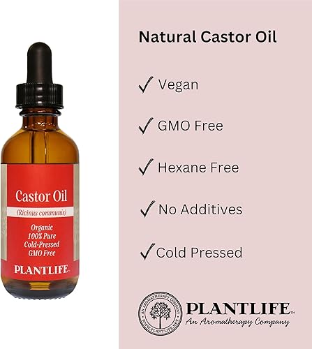 Miniatura 2 de Plantlife Aceite portador de aceite de ricino, aceites portadores prensados en frío, sin OMG y sin gluten, para la piel, el cabello y el cuidado