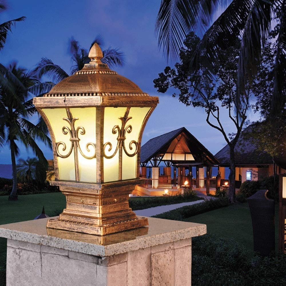 Pillar lantern creative square post pole lamp bronze étanche IP54 pour cour - 8