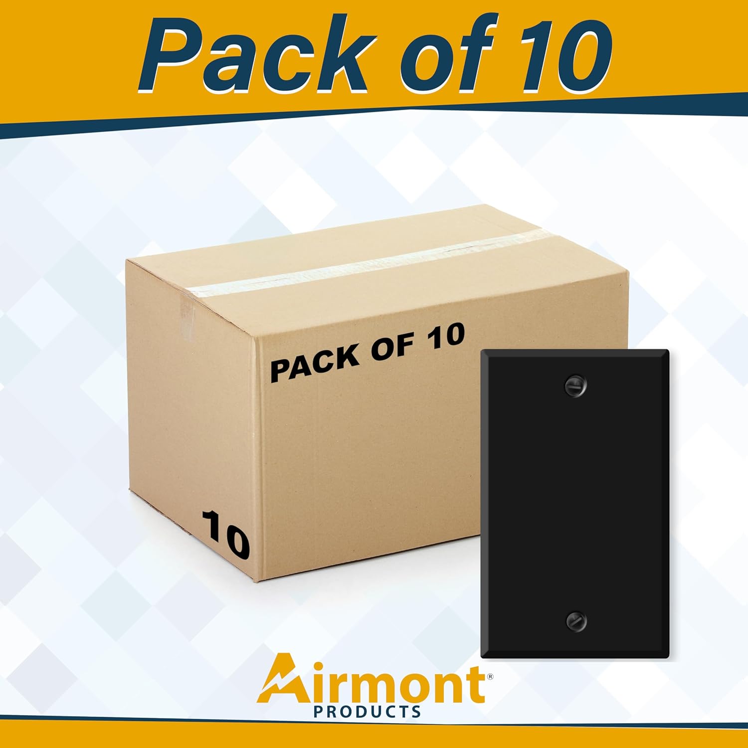 (10 Pack) Black Metal Blank Wall Plate, Metal Outlet Cover, 1-Gang Standard Size, 4.50" x 2.76", Matte Black Blank Outlet Covers And Wall Plates, Made In USA, Corrosion Resistant, With Matching Screws