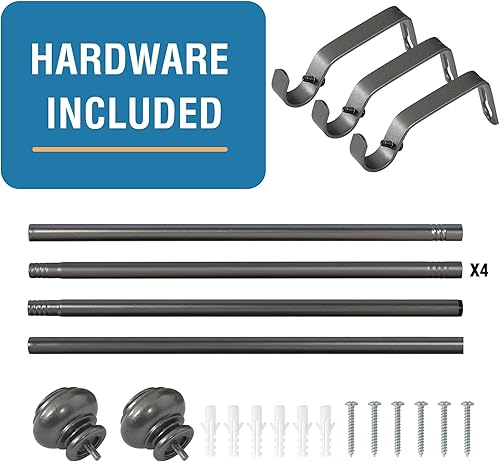 Miniatura 111 de H.VERSAILTEX - Cortinero para ventana ajustable y decorativo de 3/4 pulgadas de diámetro, para una sola ventana, con remates clásicos