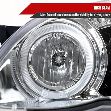 Dual Halo Projector Headlights (Chrome Housing/Clear Lens) Made for and Compatible with 2003-2008 Toyota Corolla