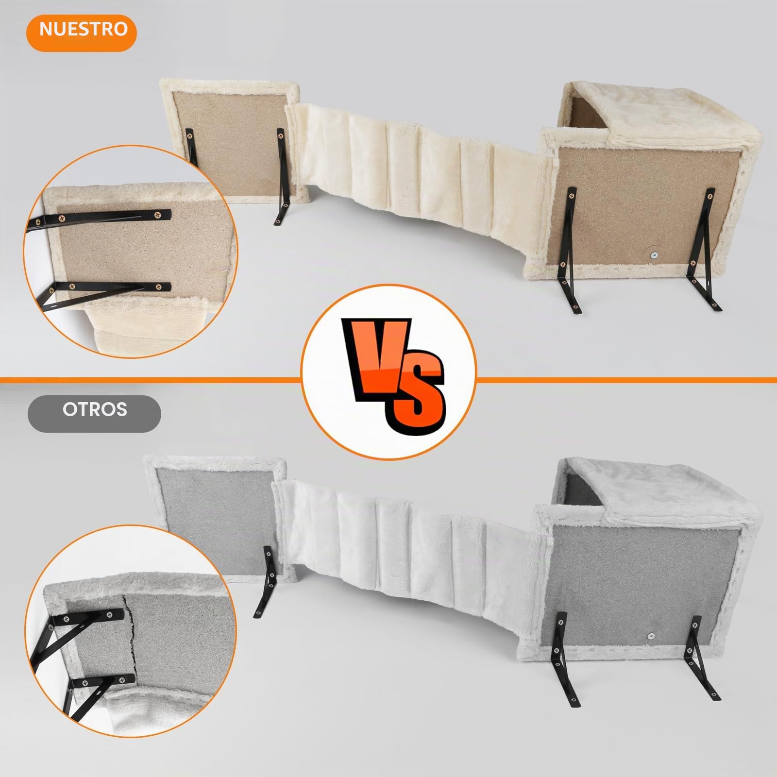 Juego de pared de escalada para gatos con hamaca, cueva para gatos, puente para gatos, tabla para rascar y árbol rascador, 4 piezas de madera para gatos Catwalk (beige)