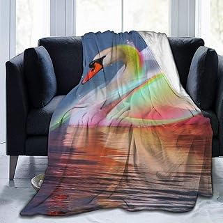 Amanda Walter 50 'x 60' Manta Estampada en Agua Colorida Swan Throw Ligero Super Soft Micro Fleece Throw Mantas Fit Sofá Cama Sala Sofá Silla