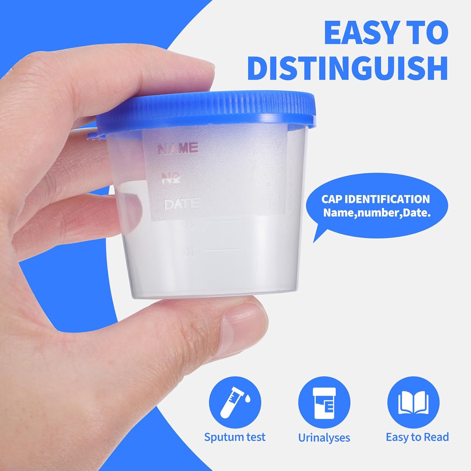 30pcs Disposable Sputum Specimen Cups with Lid 40ml Plastic Sample Containers for Clinical and Laboratory Use