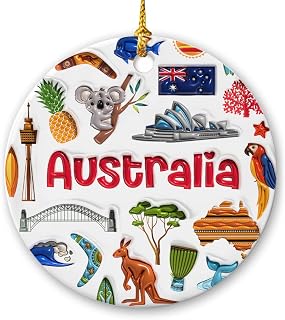 Lotacy Australia Colorful Symbols 2D Printed Christmas Ornament, Australia Home Decor for Men Women