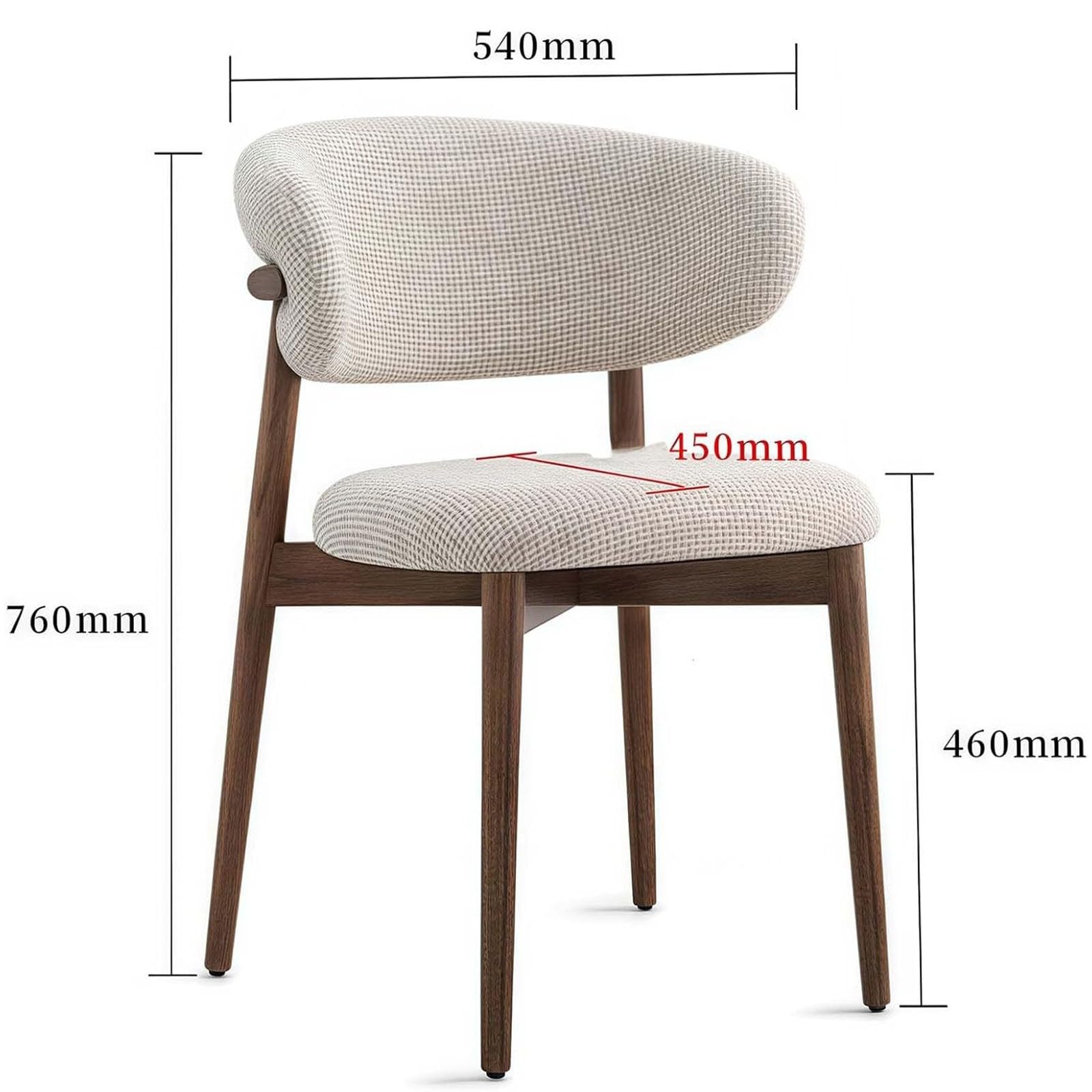 Juego de 4 sillas de comedor tapizadas con patas de madera, diseño ergonómico para comedor, sala de estar, cocina y dormitorio