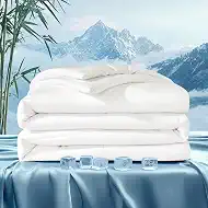 Cooling Comforter, 100% Viscose Derived from Bamboo_Shell, Ultra Soft Breathable Blanket for Hot Sleepers, Lightweight & Moisture-Wicking Duvet Insert (White,King)