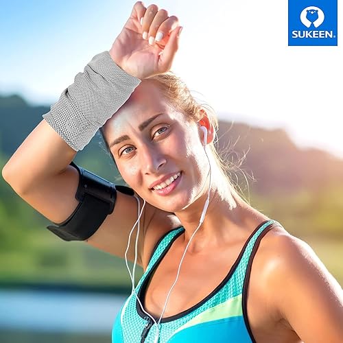 Miniatura 6 de Sukeen Toalla de enfriamiento (40 x 12 pulgadas), toalla de hielo, toalla suave y transpirable, toalla de microfibra para yoga, deporte, correr,