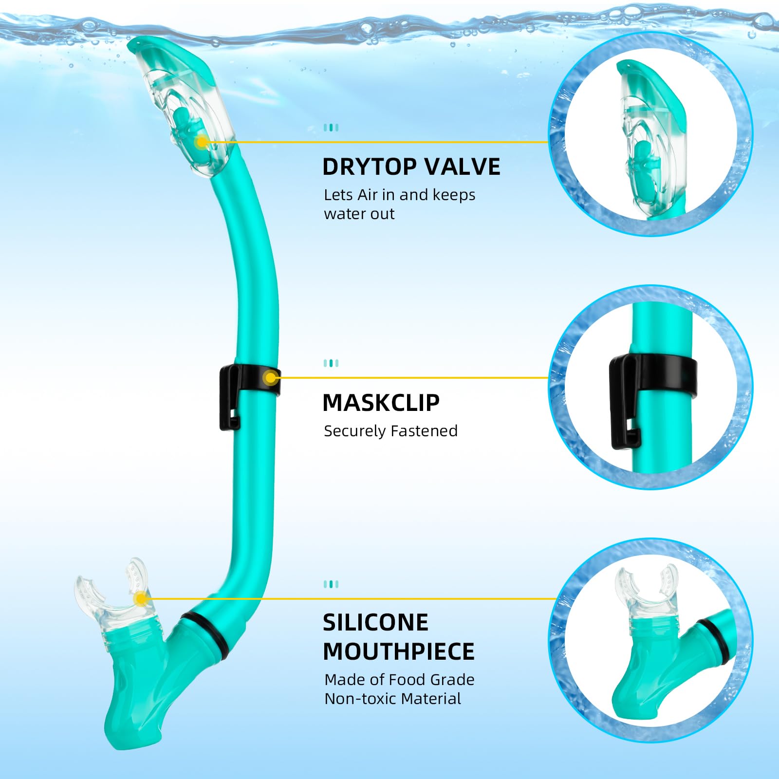 Set da Snorkeling per Bambini con boccaglio e Maschera Subacquea,Maschera Subacquea Bambini,Anti-Fog,Anti-Perdita,Vetro temperato,Panoramica a 180°,boccaglio a Secco e Anti-Perdita