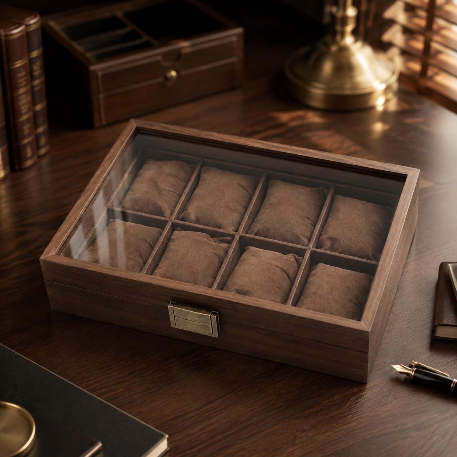 Caja Relojes con Tapa Transparente corativo Caja Expositora Relojes Elegante Organizador para Oficina