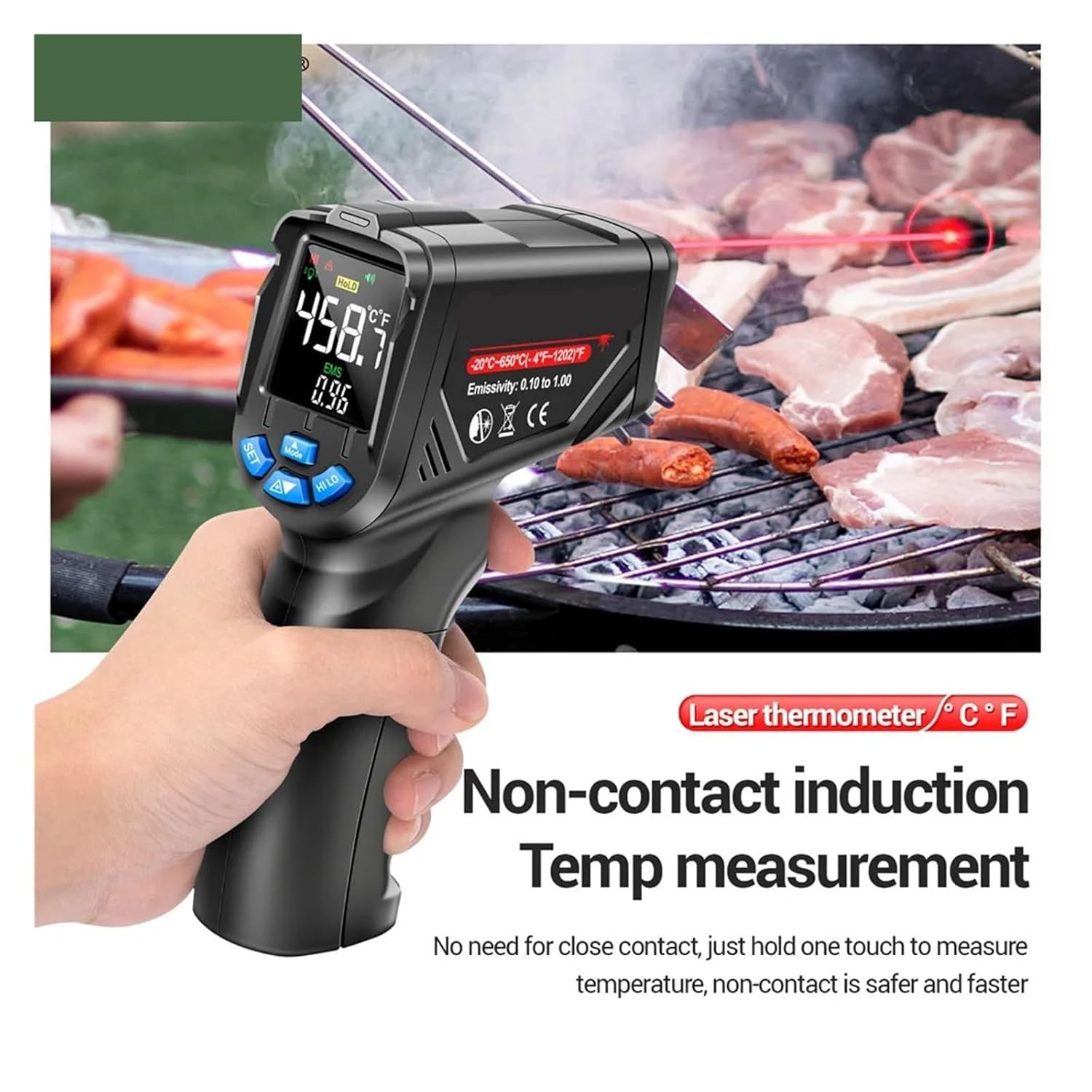Infrared Thermometer Digital Non-Contact -20~650℃ TH05 IR Laser Termometro Pyrometer Gun Laser Temperature Meter Tools(TH05 Orange)
