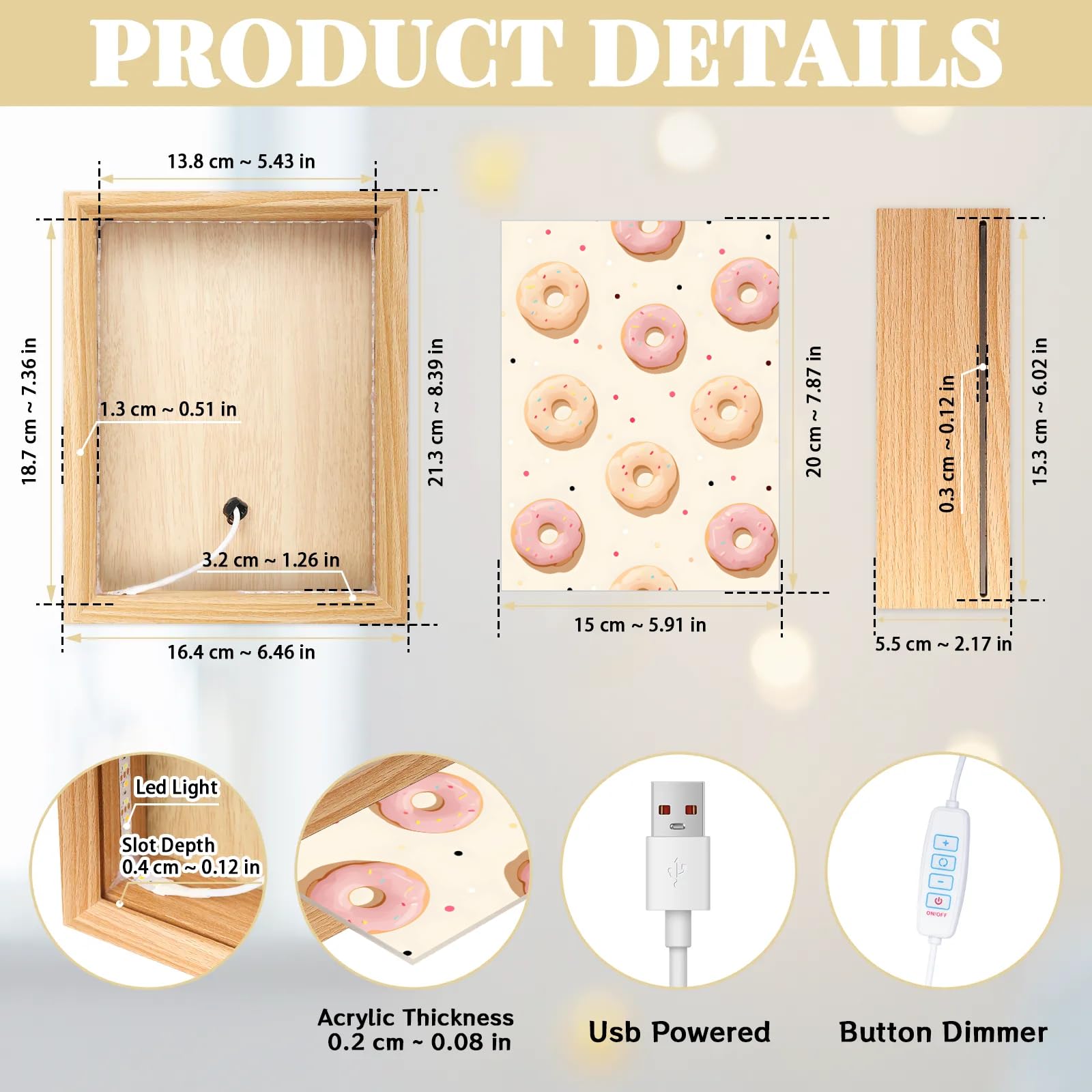 Light Up Painting, Graffiti Donut Wall Art Picture Light Pink Donut Light Up Desktop Art Decor, 10 Brightness, USB Powered, 3 Lighting Modes, Anxiety Relief Gift for Bedroom Home - Without Frame