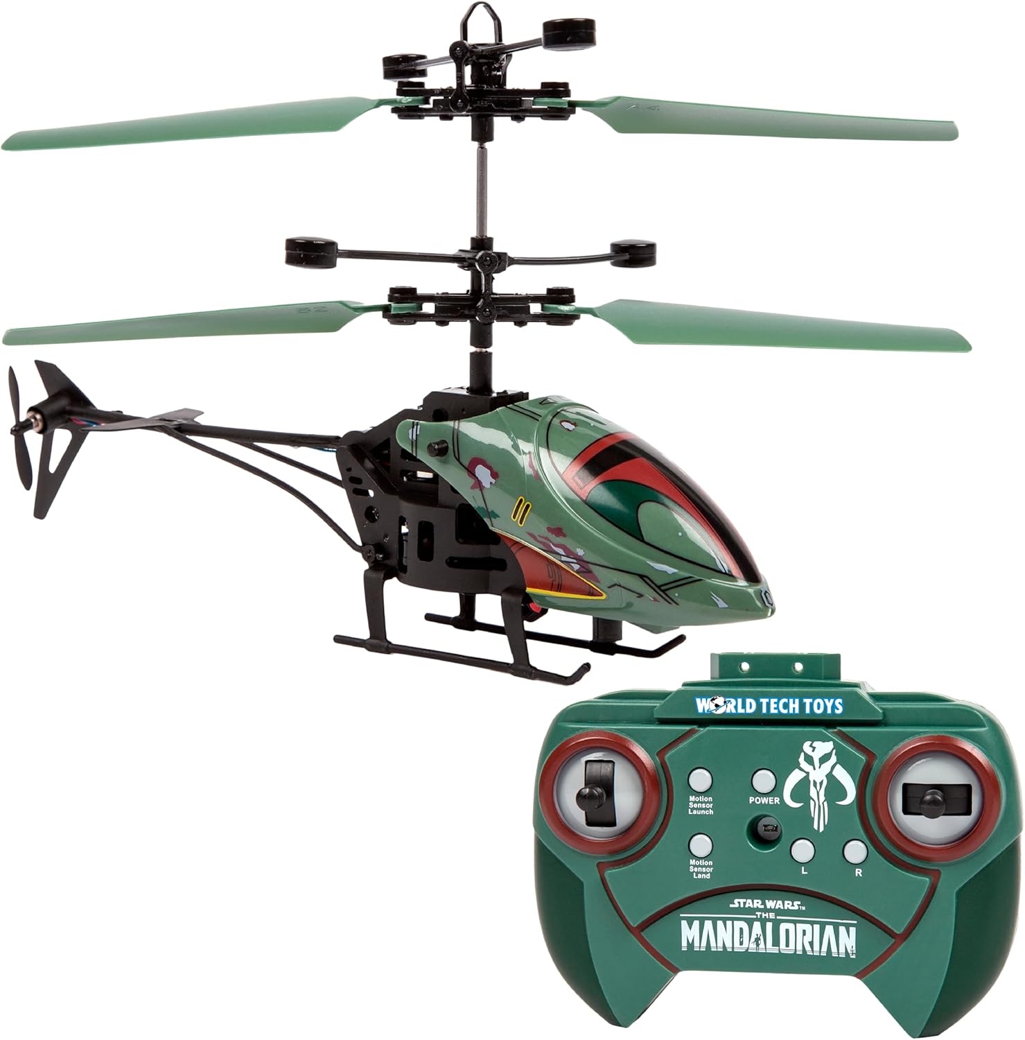 Star Wars Boba Fett RC Helicopter – Easy‑Fly Remote Control Helicopter with LED Lights, Durable Body, Coaxial & Rear Rotors – Kids 8+