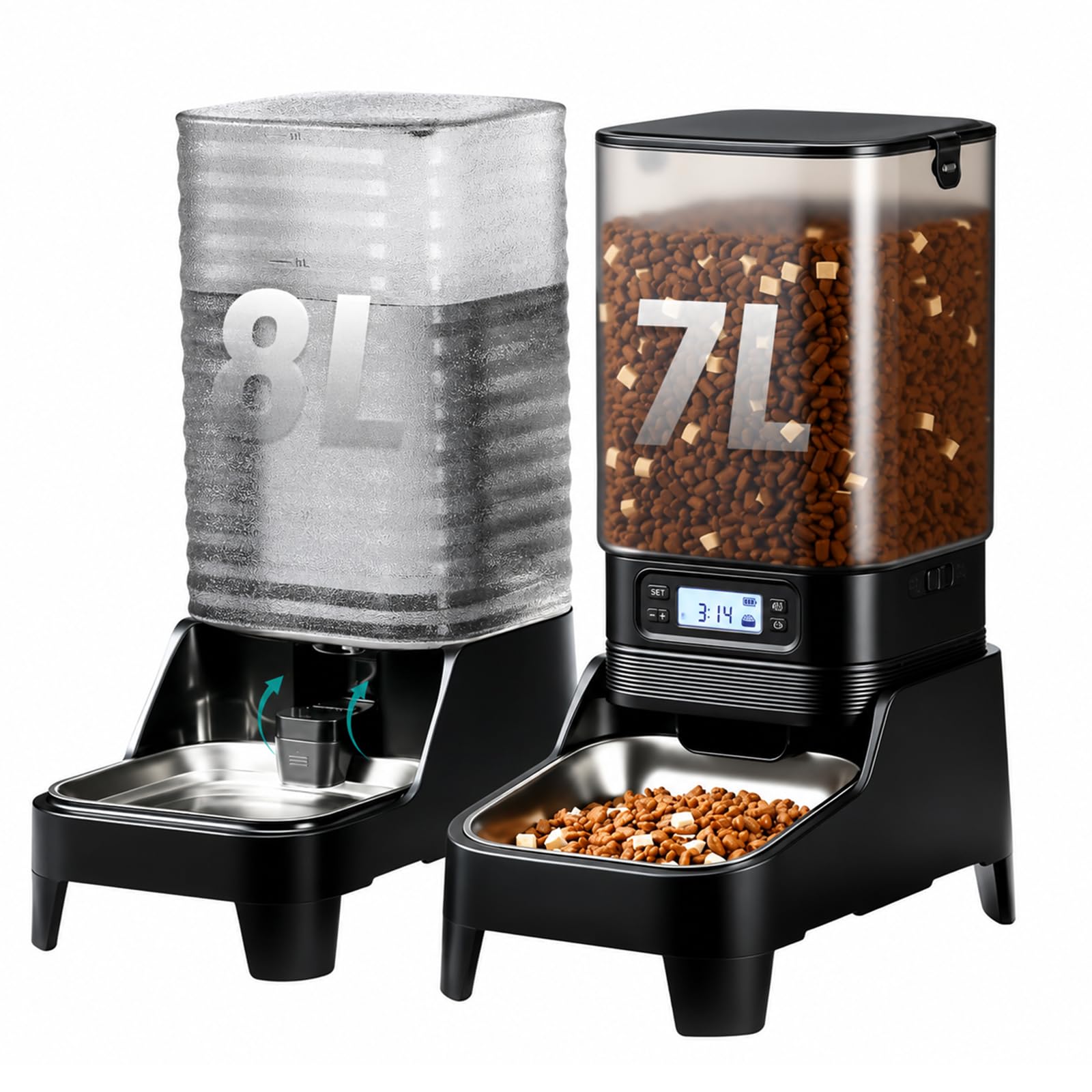 Marchul 15L Automatic Cat Feeder and Water Dispenser, Programmable Feeder
