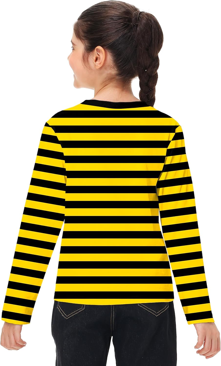 Boys Halloween Striped Tee Shirt Yellow Black Casual Long Sleeve Shirts Honey Bee Theme Party Tops 7-8 Years - Image 3