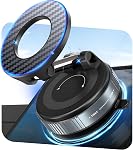 PlusAcc Vacuum Magnetic Car Phone Holder - Suction Cup Phone Mount 360° Rotatable Foldable Portable Strong Magnet Stand for iPhone 16/15/14/13 & Samsung in Gym, Mirror,Smooth Surface, All Vehicles