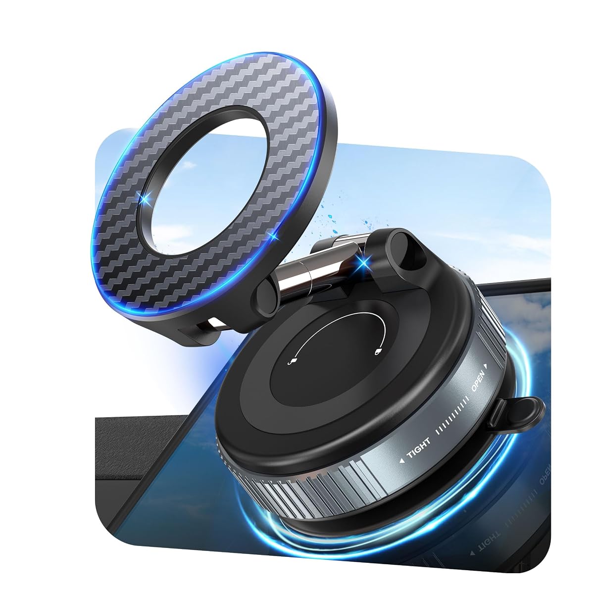 PlusAcc Vacuum Mobile Phone Holder Car for Magsafe - 360° Rotatable Foldable