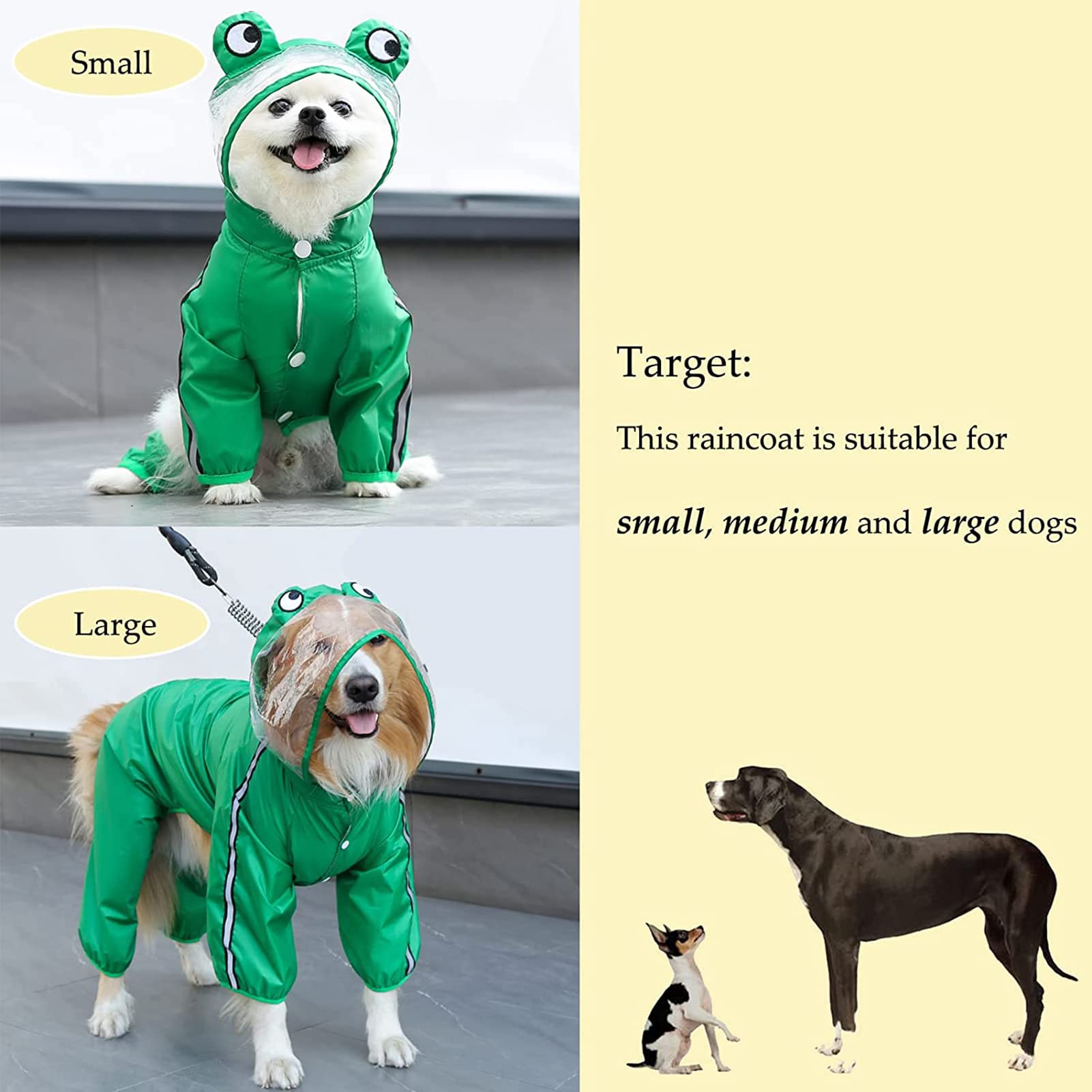 Hooded Raincoat Dog Frog Raincoat Rain Coat For Dogs Frog-Themed