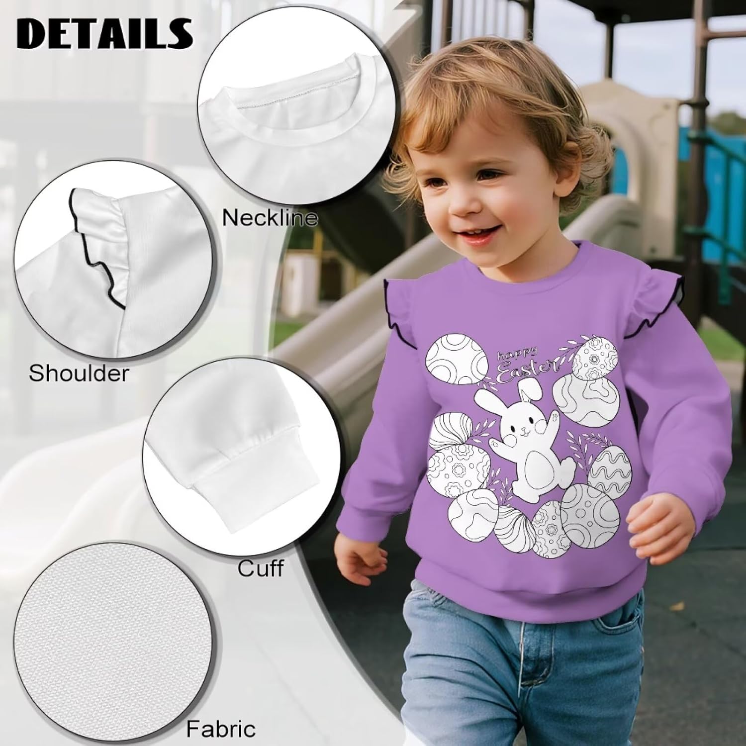 Easter Themed DIY Coloring Sweatshirt Kit for Girls Color Your Own Sweatshirts with 8 Markers
